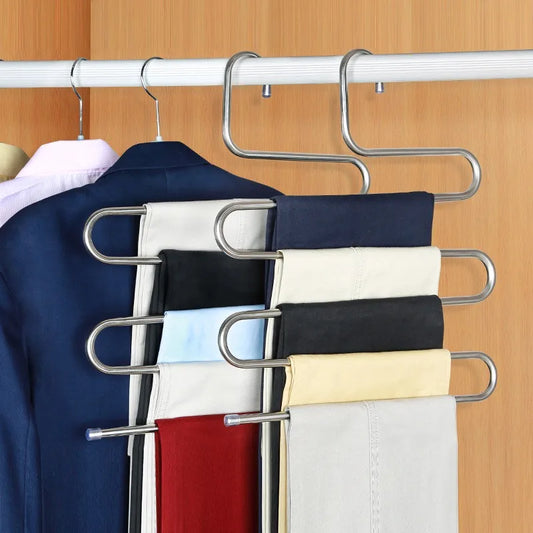 Stainless Steel 5-Layer S-Shaped Pants Hanger Rack | Space Saver Pants Hanger Rack Oasis Select
