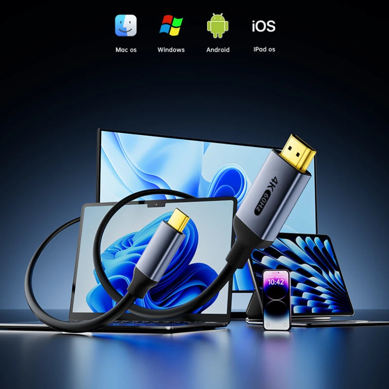 Type C to HDMI-Compatible HDTV Cable4K@30Hz 4K@60Hz USB C to HDMI Cable for Air iPad TV Converter MacBook USB-C HDMI Adapter Peaceful Pleasures Health and Wellness