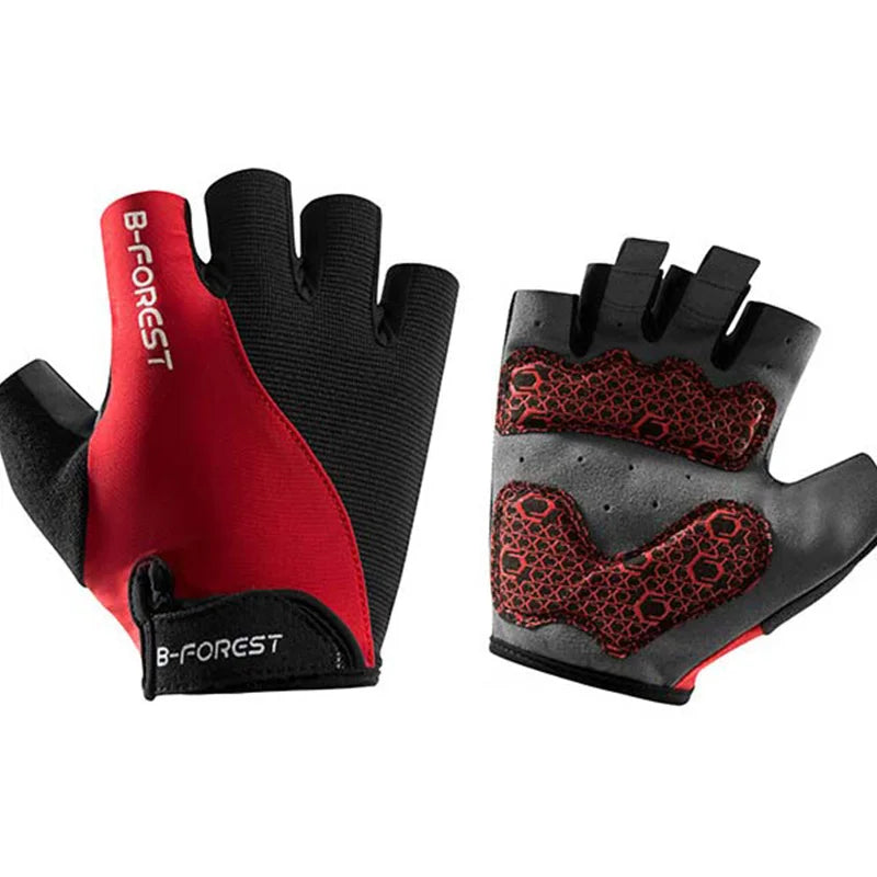 1 Pair Half Finger Cycling Gloves For Men Women Shockproof Breathable Sports Fitness Gloves,Anti-slip Mountain Gloves Peaceful Pleasures Health and Wellness Red XL