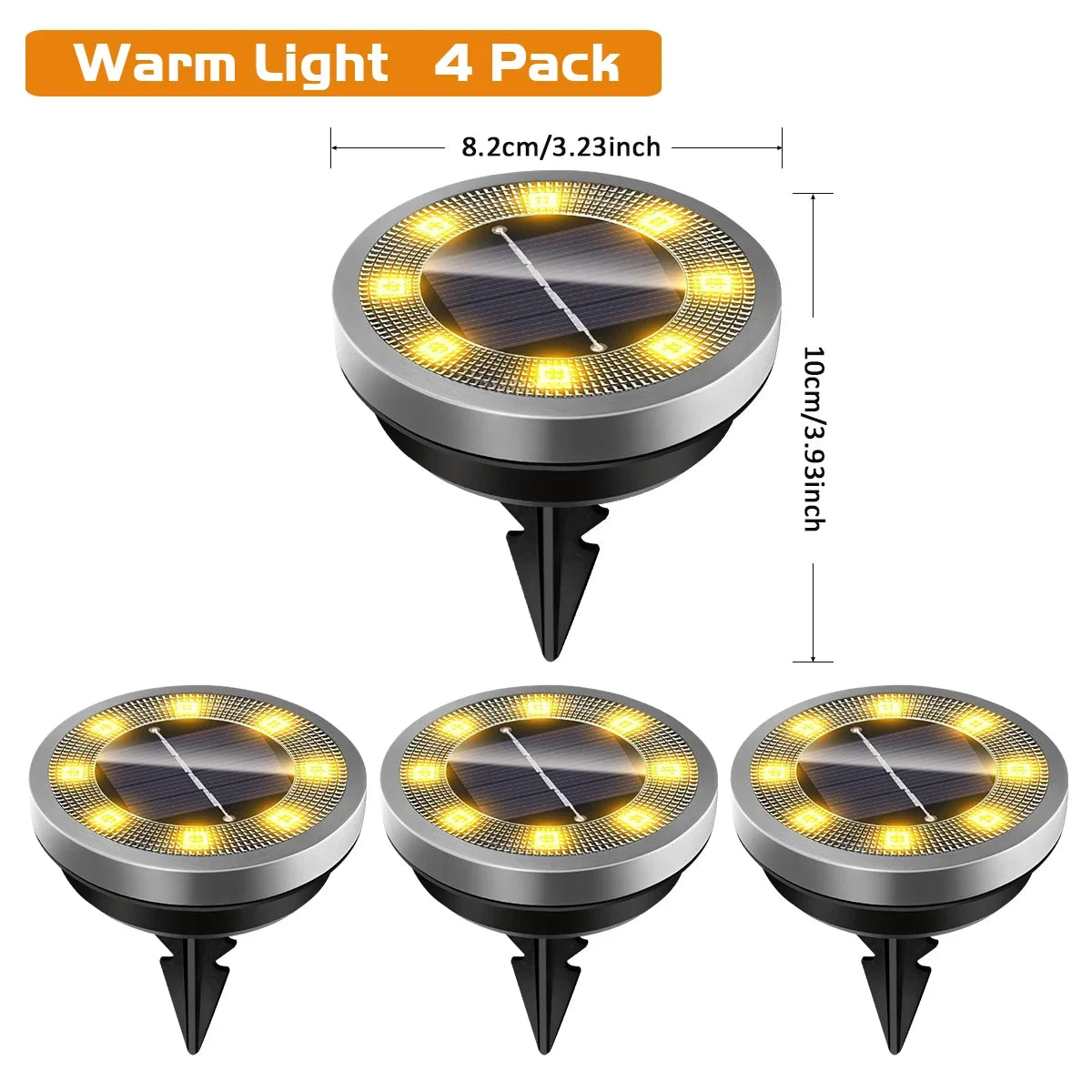 Solar Ground Lights IP65 Waterproof – 8 LED Outdoor Landscape