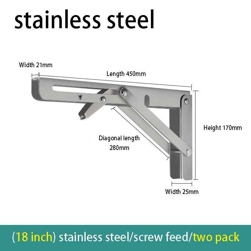 2PCS Folding Wall Shelf Brackets – Stainless Steel Right Angle