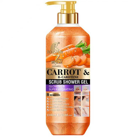 ROUSHUN CARROT B SCRUB SHOWER GEL 1000ML Moisturizing and Moisturizing Skin Fragrance Preserving Large Capacity Shower Gel Peaceful Pleasures Health and Wellness