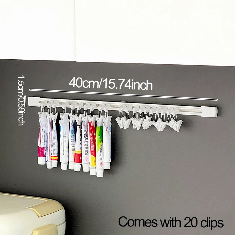 Cabinet Door Hanging Storage Rack | Slide Rail Tube & Clip Organizer
