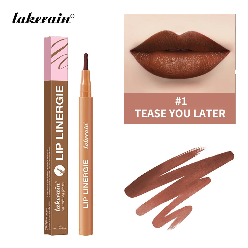 Lakerain Lip Liner Flexible Ballpoint Felt Tip Long Lasting Lip Liner Stain Waterproof No Transfer & Smudges 8 Color Lips Makeup Peaceful Pleasures Health and Wellness TEASE YOU LATER