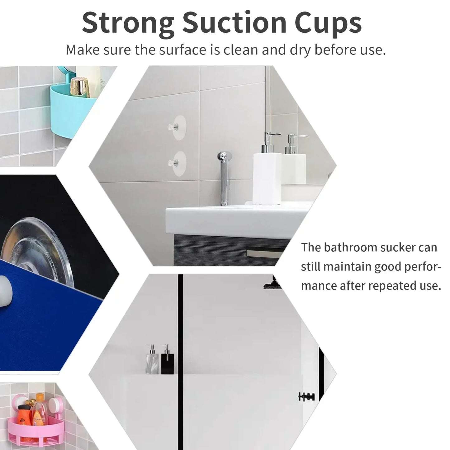 5-Pack PVC Suction Cup Hooks – Bathroom, Kitchen & Home Wall Hooks