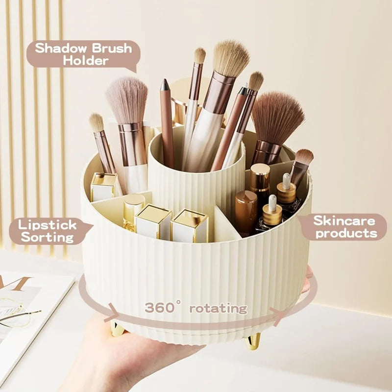 360° Rotating Makeup Brush Holder & Vanity Organizer