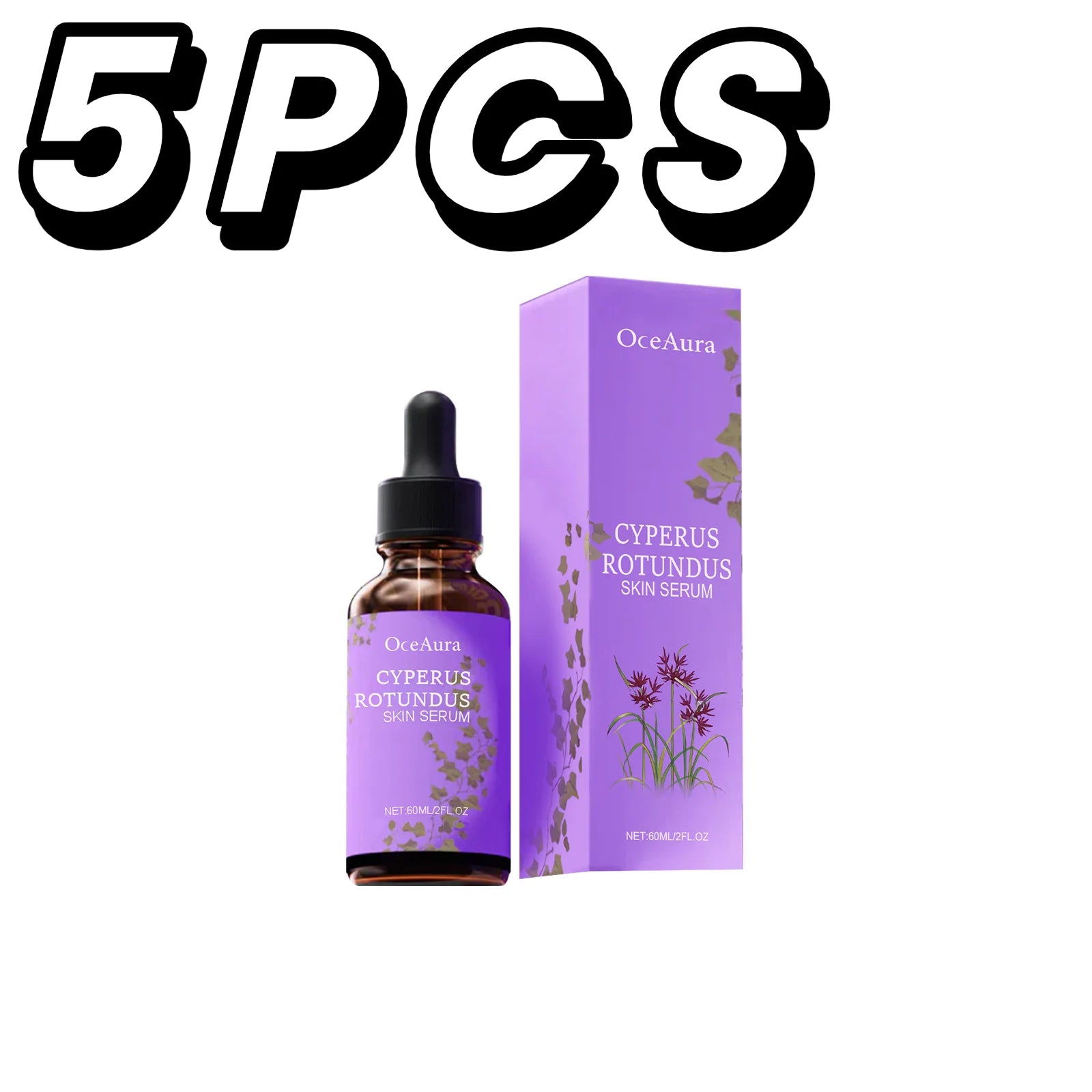 Cyperus Rotundus Skin Serum Natural Hair Removal Oil Women Body Hair Removal Liquid Hair Growth Inhibitor Non-Irritating Safe Peaceful Pleasures Health and Wellness 5PCS