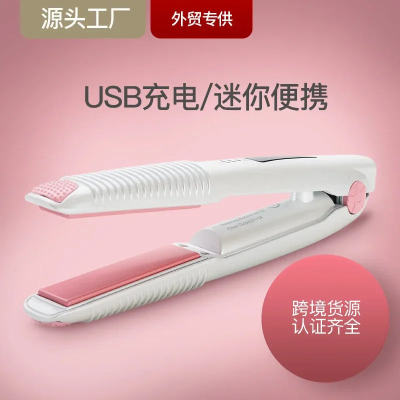 Cordless Mini USB Hair Straightener – Portable Flat Iron 25W