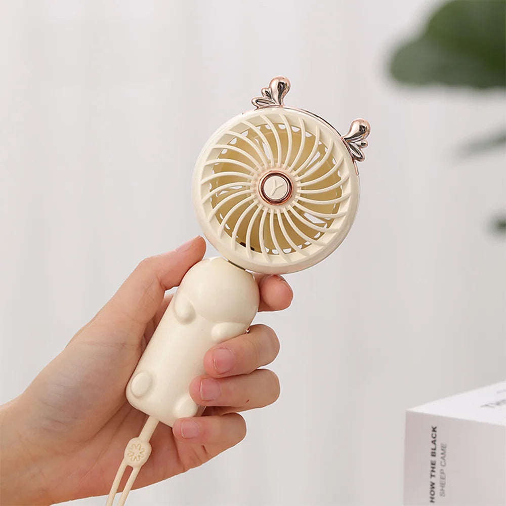 Portable Mini Handheld Folding Summer Fan USB Rechargeable 3 Speeds Cool for Outdoor Dorm Travel Desk Great Gift for Friends Peaceful Pleasures Health and Wellness White