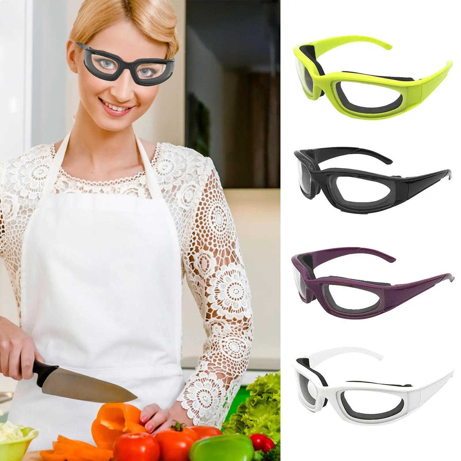 Anti-Crying Onion Goggles No-Tear Eye Protection for Kitchen Cooking with Anti-Fog Lens Universal Fit Over Prescription Glasses Peaceful Pleasures Health and Wellness