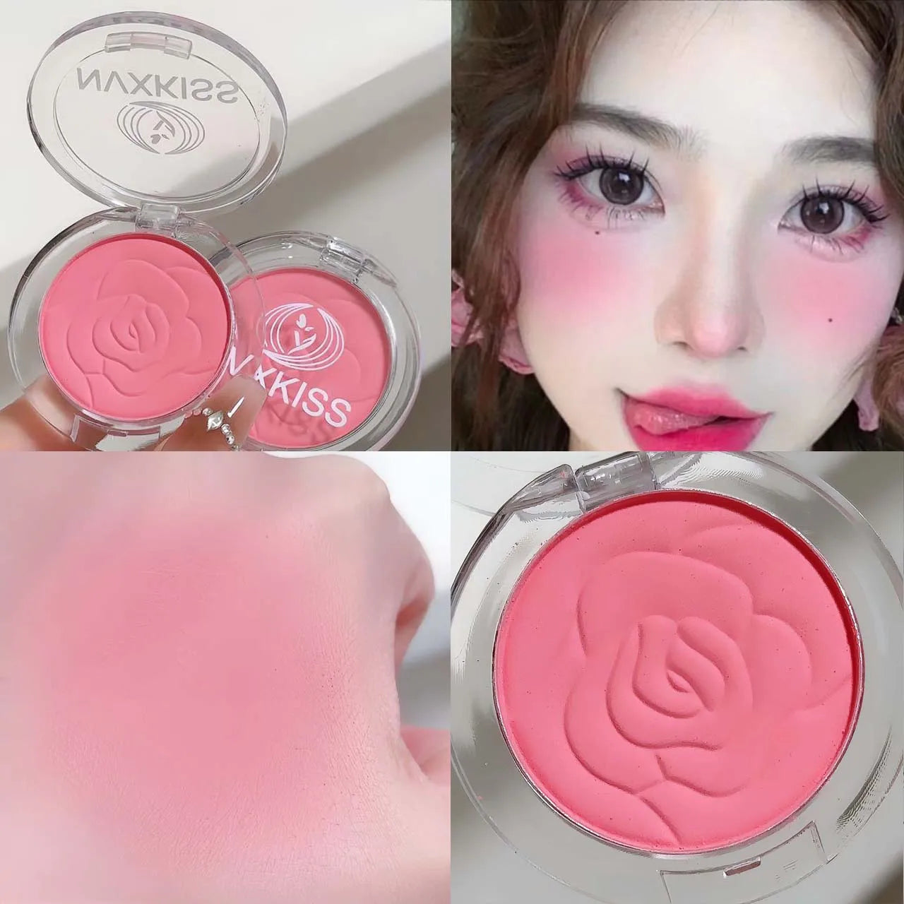 ZYXUAQIR Matte Powder Blush – Peach Pink Natural Finish