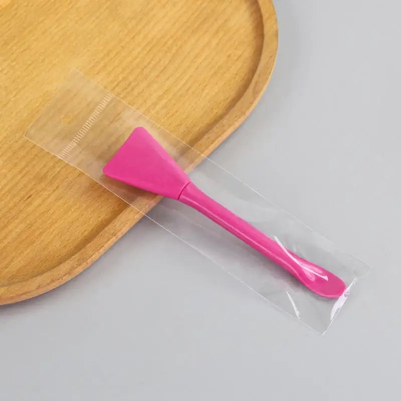 Double Head Dual-use Facial Mask Brush Silicone Facial Mask Stick With Scoop Facial Beauty Tool Peaceful Pleasures Health and Wellness Rose red