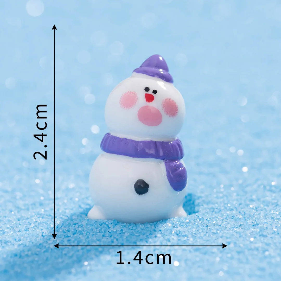 1PCS Mini Christmas Snowman Figurine Cartoon Snow Rabbit Micro Landscape Ornament Fairy Garden Home Decoration Accessories Peaceful Pleasures Health and Wellness 4 purple snowman