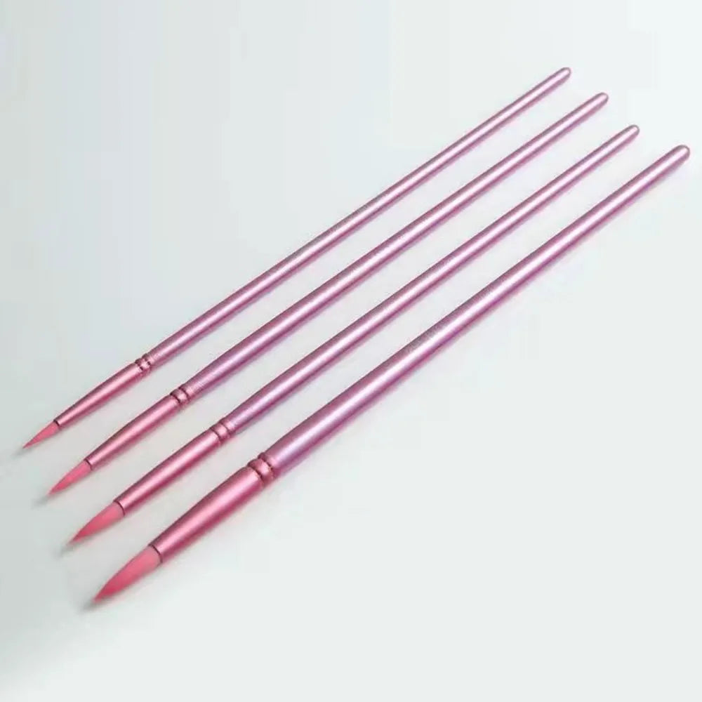 4/6pcs soft hair Painting Brush Set Different Shape Nylon Watercolor Drawing Brushes Professional Wooden Handle Peaceful Pleasures Health and Wellness 4pcs Pink