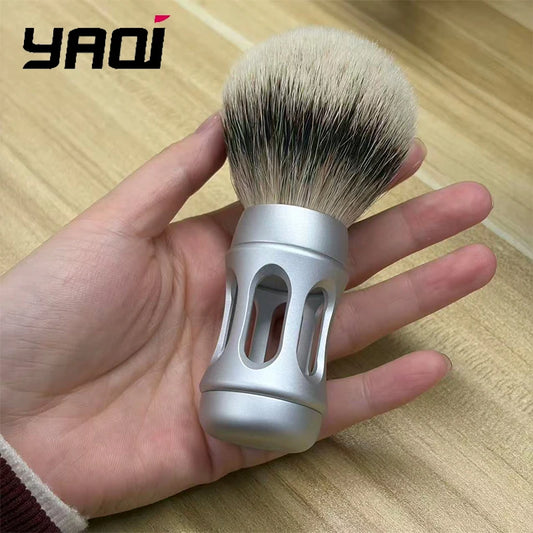 2026 Yaqi Bandstand Men's Shaving Brush 24mm Matte Chrome Metal Handle Silvertip Badger Hair Lightweight Knot Diameter Peaceful Pleasures Health and Wellness