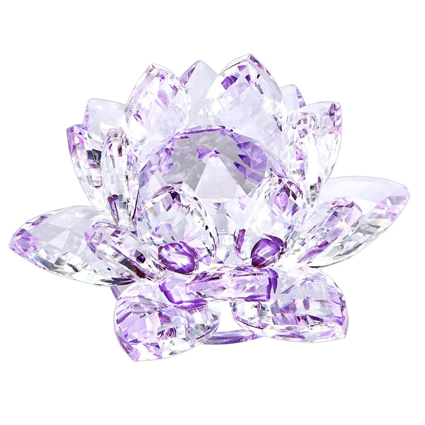 Crystal Lotus Flower Figurines Flower Crafts Glass Car Figurines for Tabletop Centerpiece Home Office Peaceful Pleasures Health and Wellness
