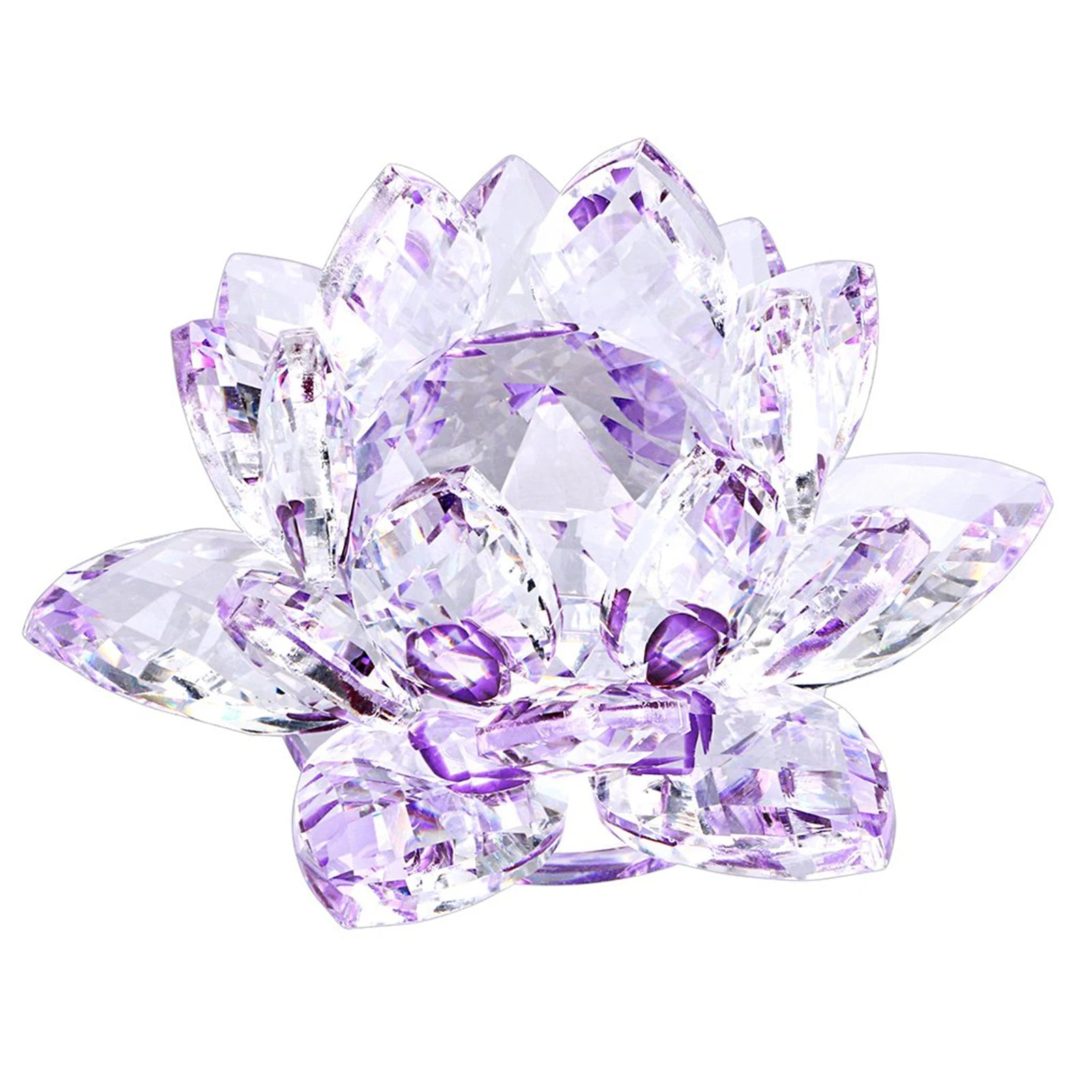 Crystal Lotus Flower Figurines Flower Crafts Glass Car Figurines for Tabletop Centerpiece Home Office Peaceful Pleasures Health and Wellness