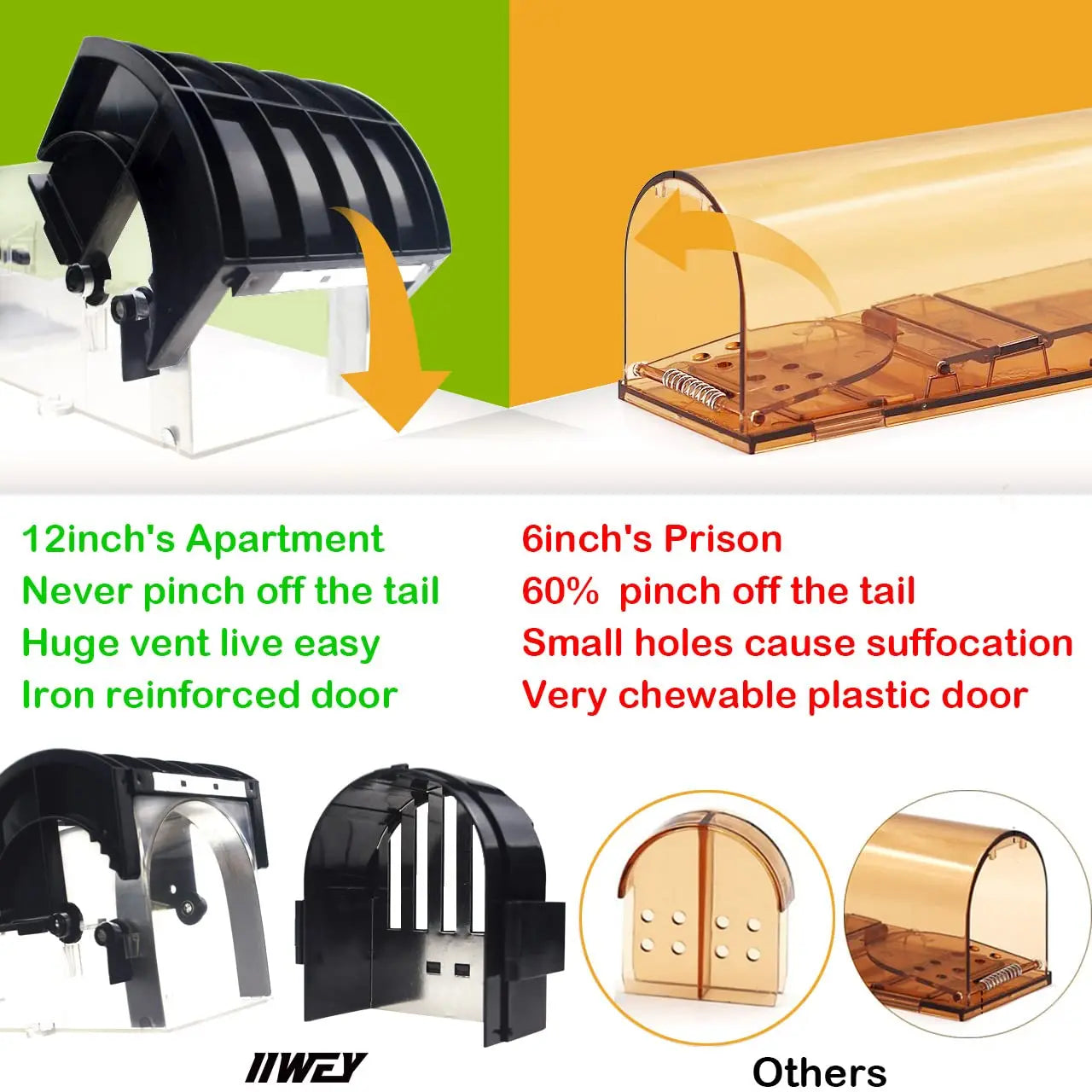 Safe Firm Humane Reusable Plastic Rodents Trap Household Mouse Catcher Smart Self-locking Mousetrap for Indoor Outdoor Garden Peaceful Pleasures Health and Wellness