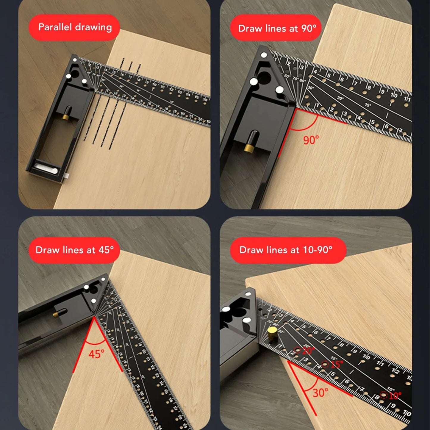 Right Angle Ruler Lightweight Combination 45 90 Degree Multi