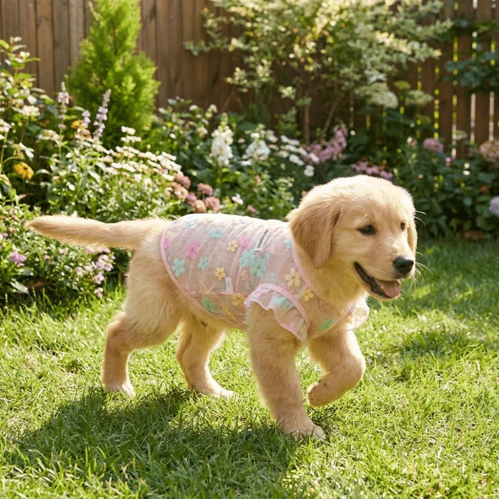 Floral Cooling Mesh Dog & Cat Vest – Lightweight Summer T-Shirt