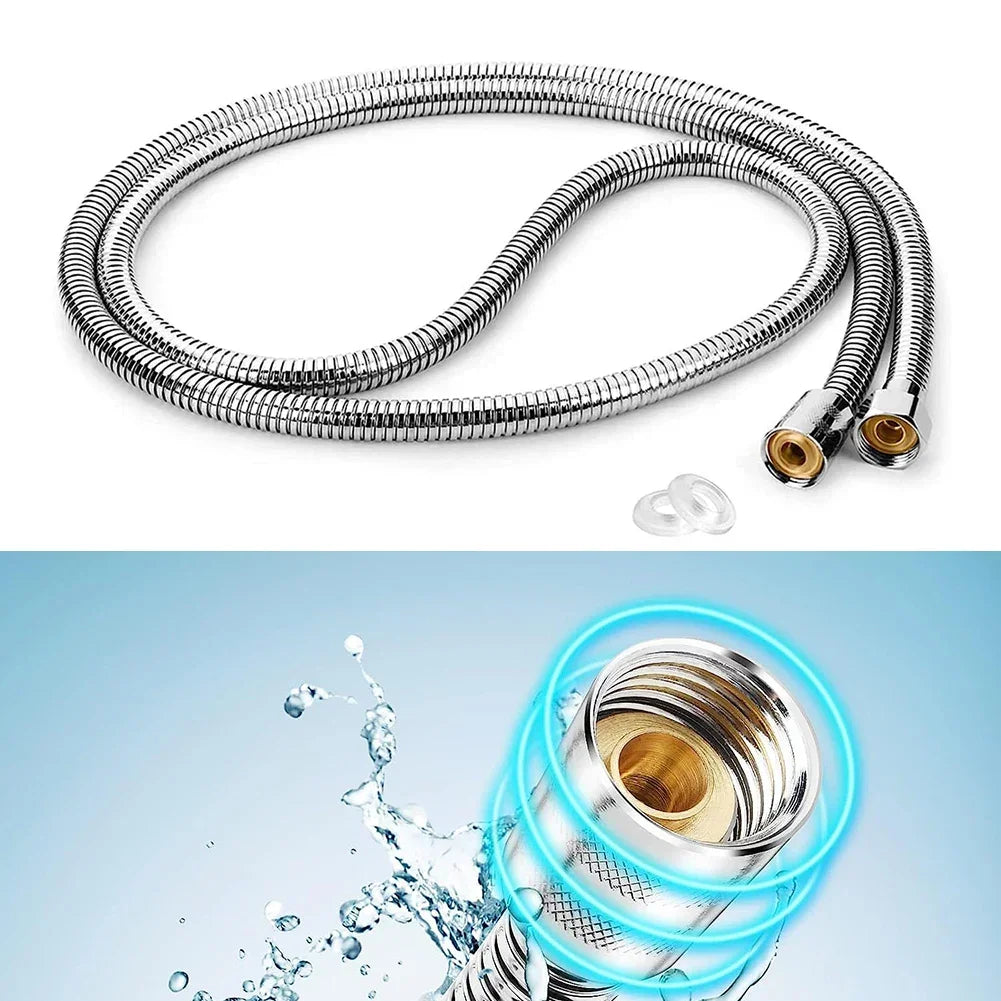 1pcs 2M Stainless Steel Hose Extension Tube Bathroom Shower Tube Extension Tube Water Pipe Draw Tube Bathroom Accessories Peaceful Pleasures Health and Wellness