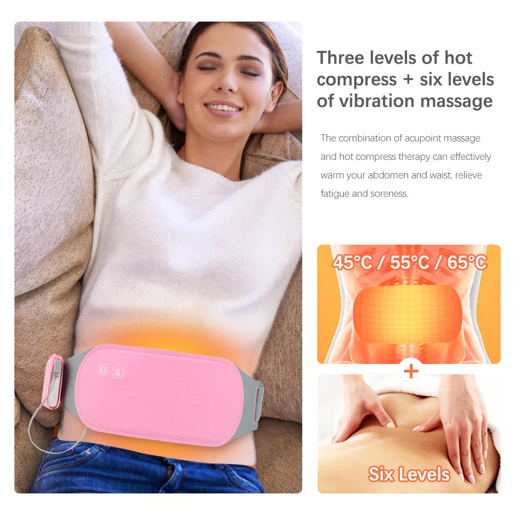 Heating Pad for Menstrual Cramps USB Powerbank Waist Massage Uterus Warm Belt 6 Vibration 3 Constant Temperature Abdomen Warmer Peaceful Pleasures Health and Wellness