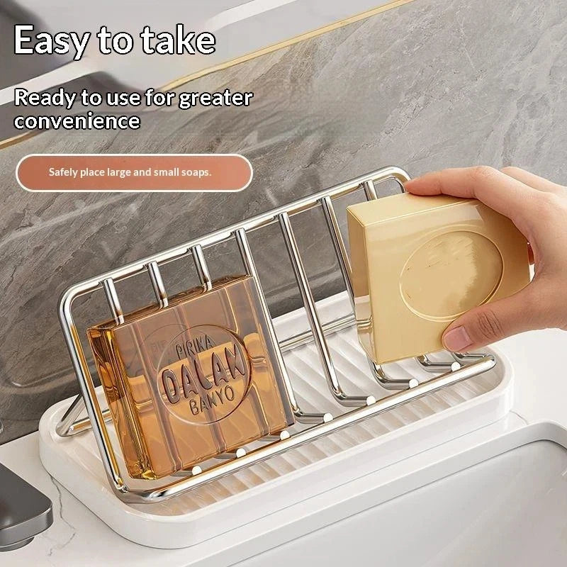 New Bathroom Countertop Soap Holder Soap Storage Draining Rack & Kitchen Sponge Storage Rack Durable Easy To Clean Organizer Peaceful Pleasures Health and Wellness