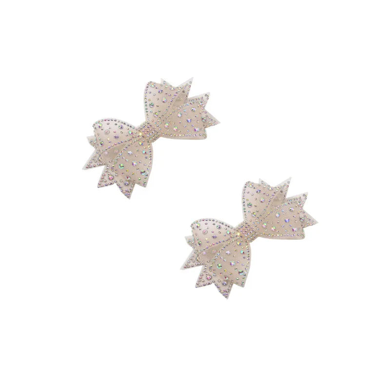 Rhinestone Bow Shoe Clips – Mesh Diamond Wedding Buckles