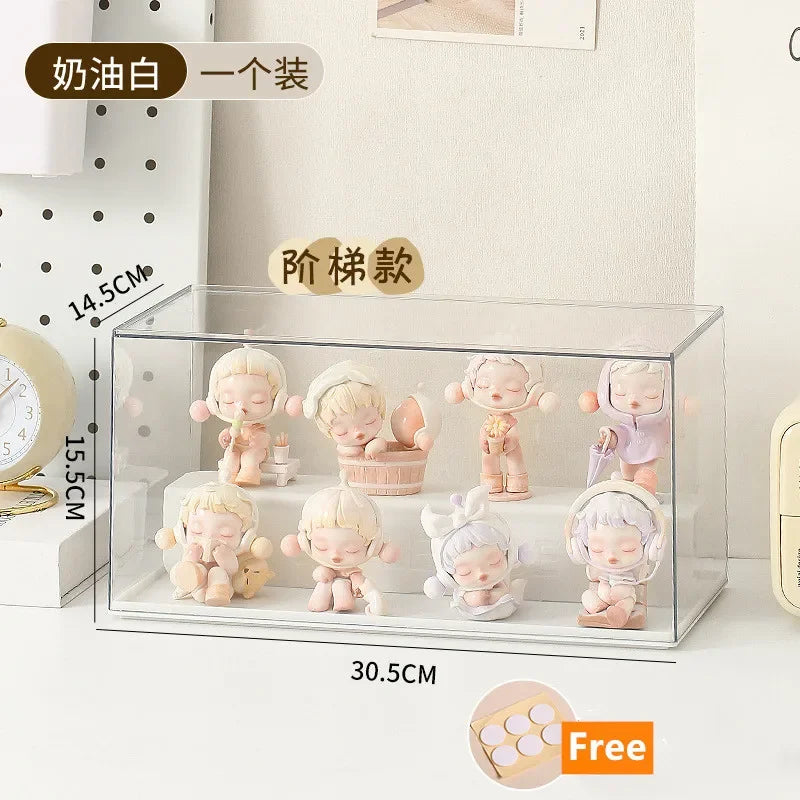 Acrylic Display Case for Action Figures Dustproof Protection Showcase for Collectible Pop Figures and Toys Box Organizer Peaceful Pleasures Health and Wellness White 2 Ladder