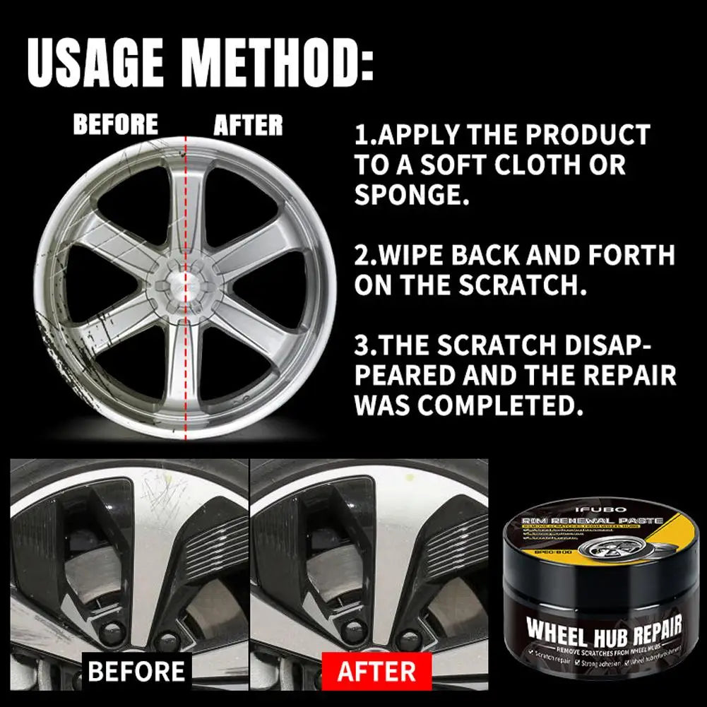 80g Multi-effect Cleaning Polishing Agent Remove Scratches Wheel Hubs Wheel Refurbishment Paste Car Wheel Scratch Reducing Agent Peaceful Pleasures Health and Wellness