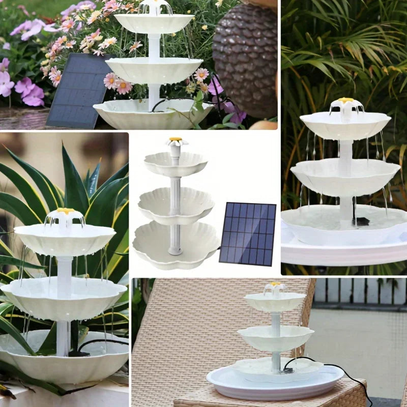 3-Tier Solar Bird Bath Fountain with 2.5W Pump | Garden Decor