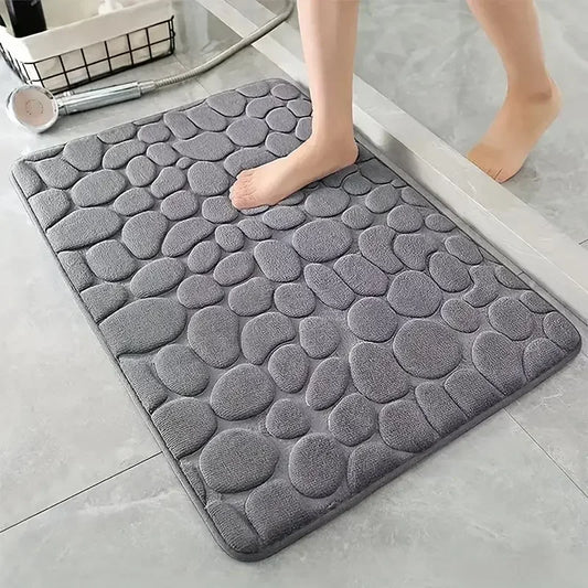 Memory Foam Bath Mat – Non-Slip Cobblestone Embossed Rug Memory Foam Bath Mat Oasis Select