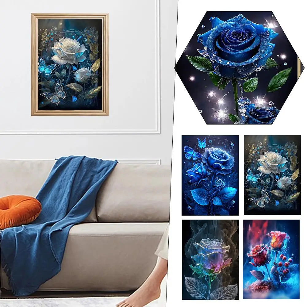 30x40cm Rose Flower Diamond Painting Full round Square Diamond Living Room Bedroom Decorative Artwork DIY Kit Peaceful Pleasures Health and Wellness