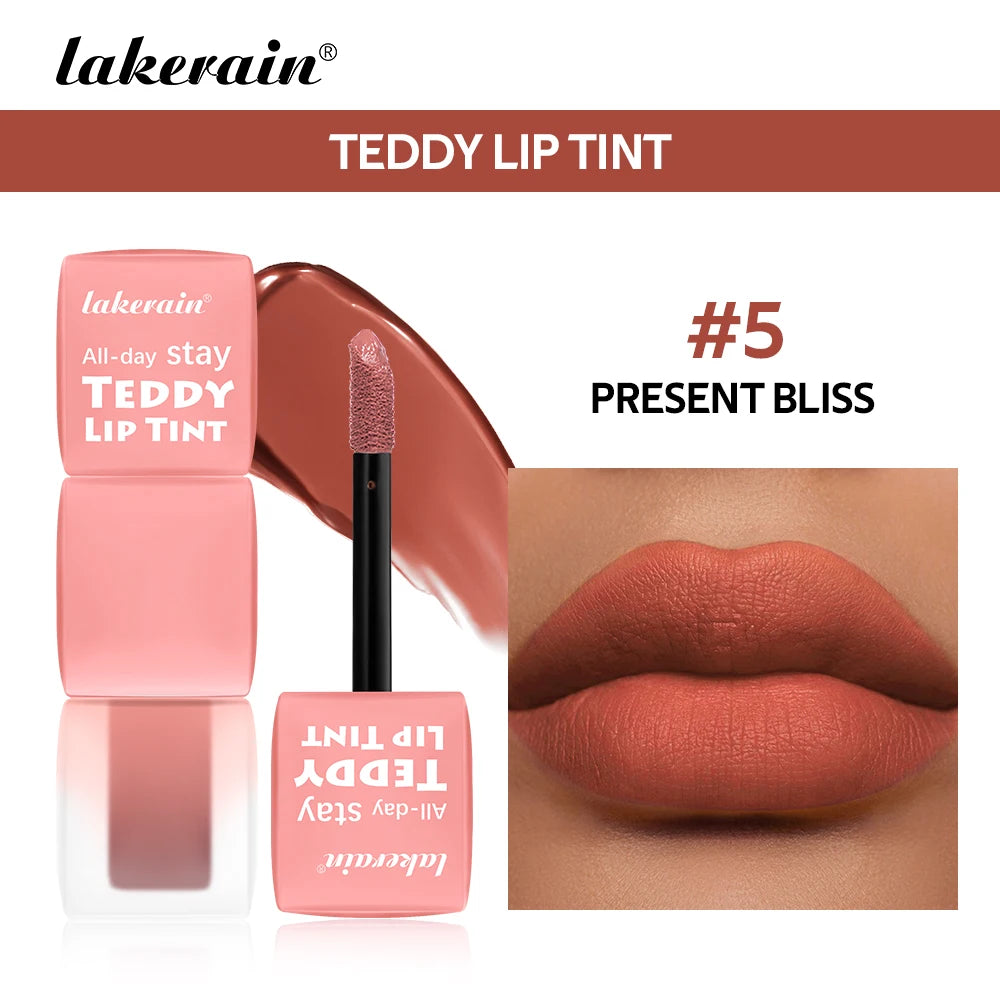 6pcs/set Teddy Velvet Non-stick Cup Lip Glaze Matte Lipstick Waterproof Longlasting Color Liquid Silky Saturation High Lip Gloss Peaceful Pleasures Health and Wellness 05 Present Bliss