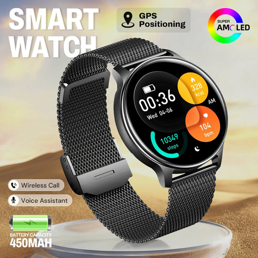 HT43 Smart Watch – GPS AMOLED Bluetooth 3ATM 450mAh Battery Smart Watch Peaceful Pleasures Health and Wellness black
