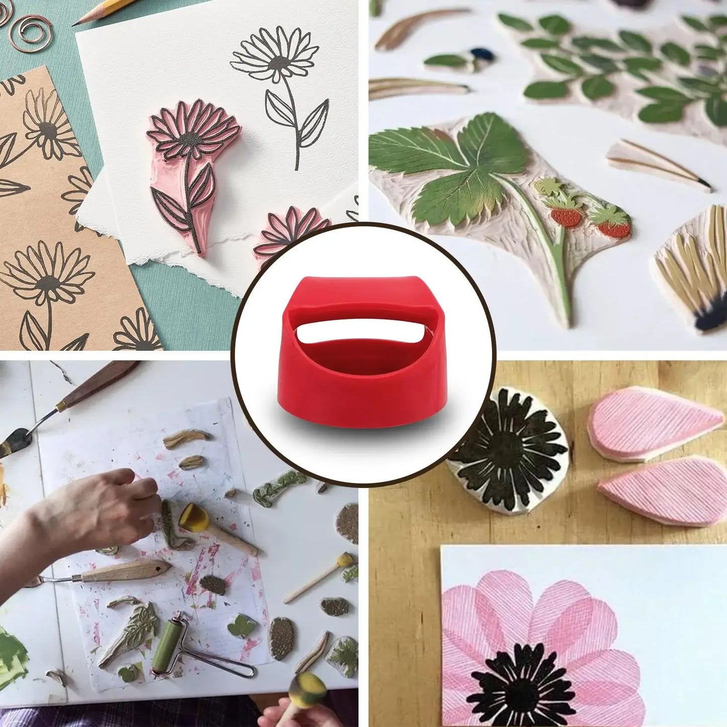 1 Pieces Block Printing Baren Tools Hand Printing Linocut Tools Printing Press Comfortable Handle - 4 inchs Peaceful Pleasures Health and Wellness