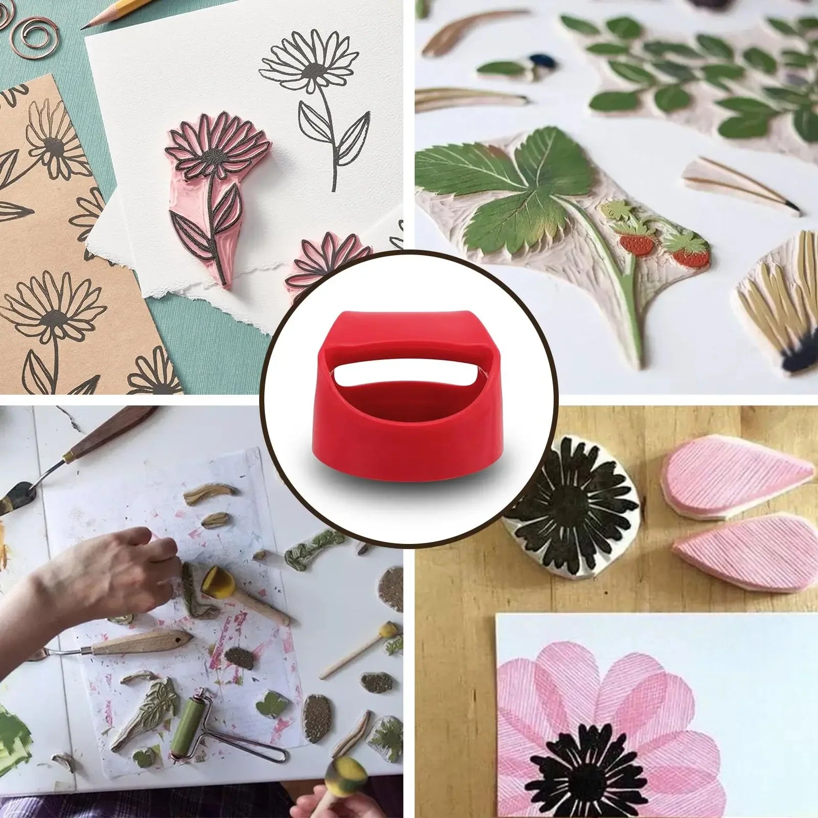 1 Pieces Block Printing Baren Tools Hand Printing Linocut Tools Printing Press Comfortable Handle - 4 inchs Peaceful Pleasures Health and Wellness
