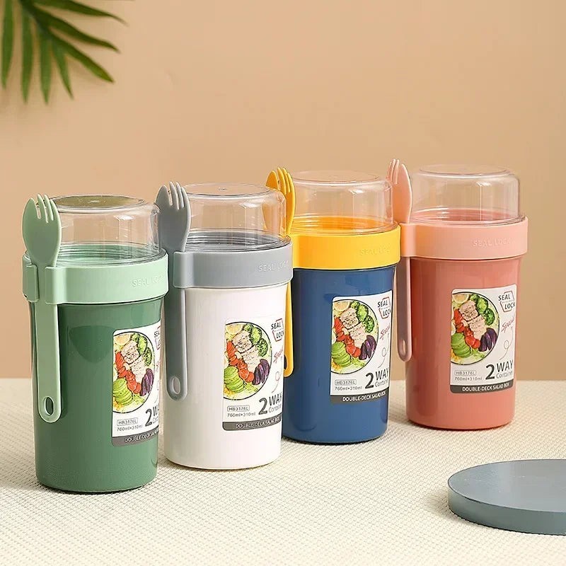 Portable Salad Cup with Lid & Fork – Leakproof Meal Prep