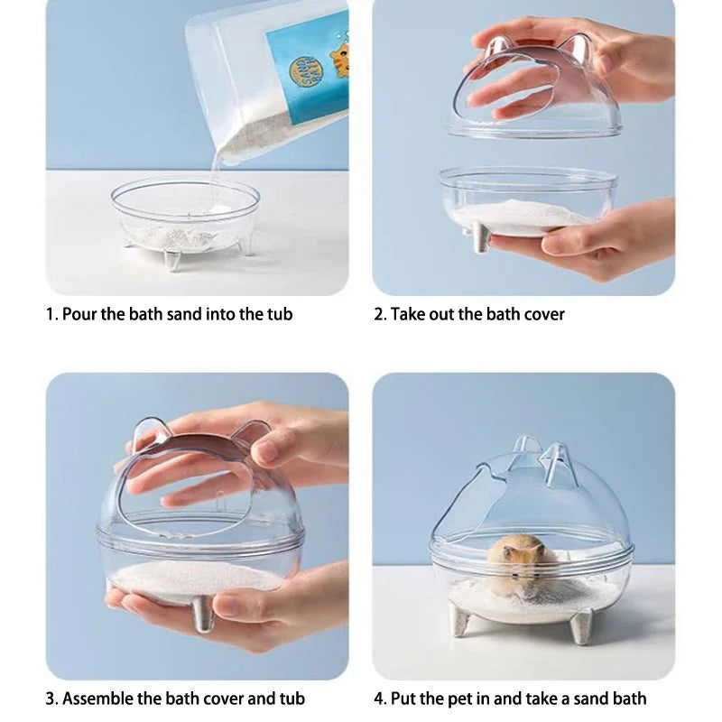Transparent Hamster Sand Bath Cage | Splatter-Proof Shower Room