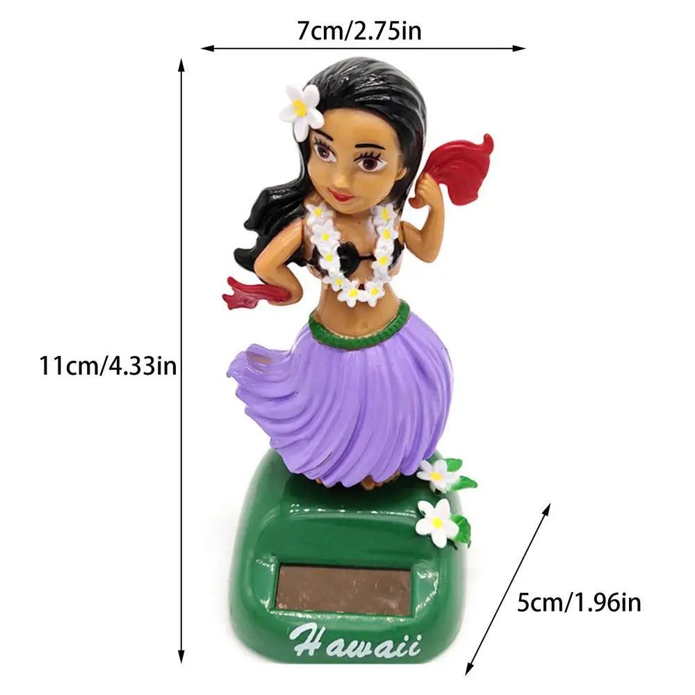 Hawaiian Girl Solar Dancing Figure Cute Bobblehead Car Dashboard Decor Shaking Head Doll for Car Interior Accessories & Gift Peaceful Pleasures Health and Wellness E