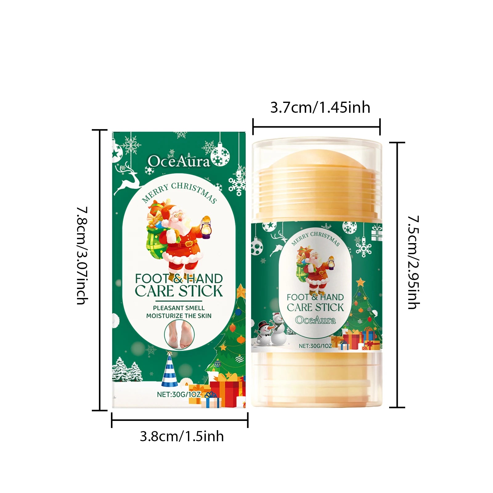 Christmas Urea Hand Foot Care Stick Moisturizing Balm for Dry Cracked Heels Elbows & Knees Gentle Exfoliation Softening Skin Peaceful Pleasures Health and Wellness 1Pcs-A