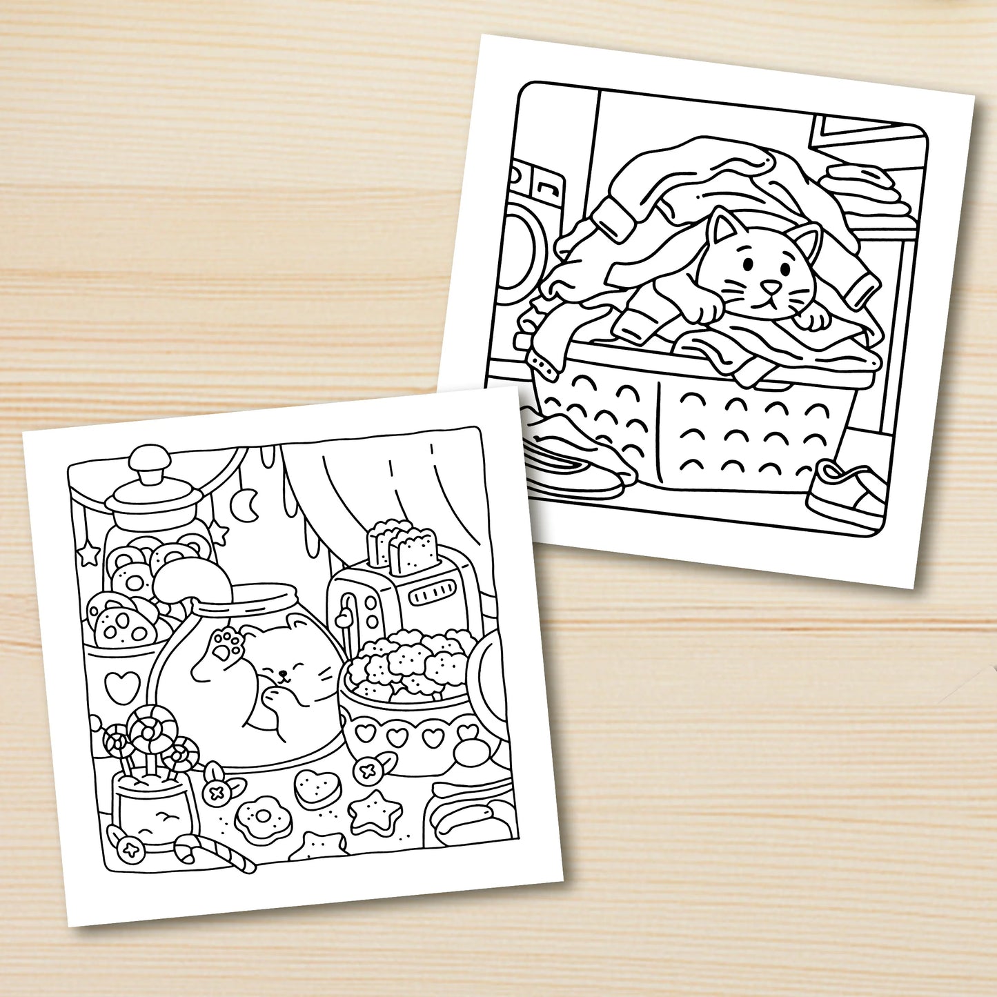 24 Sheets Cat Illustrations Coloring Book Bold Easy Stress Relief