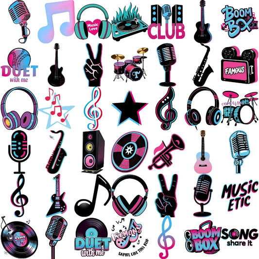 54-Piece Music Temporary Tattoos – Waterproof Body Stickers Temporary Tattoo Stickers Oasis Select