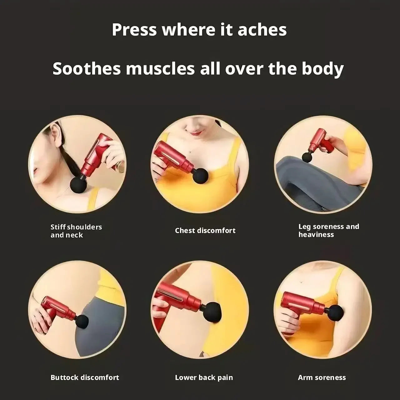 Mini Fascia Gun 6 Adjustable Speeds Portable Deep Tissue Massager With 4 Massage Heads For Muscle Relaxation Pain Relief Fitness Peaceful Pleasures Health and Wellness