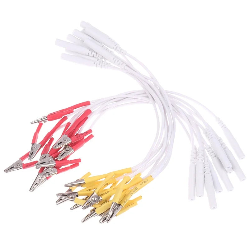 10-Pack Alligator Clip Cables for TENS EMS Acupuncture – 2mm Pin Electrode Clip Cables Peaceful Pleasures Health and Wellness