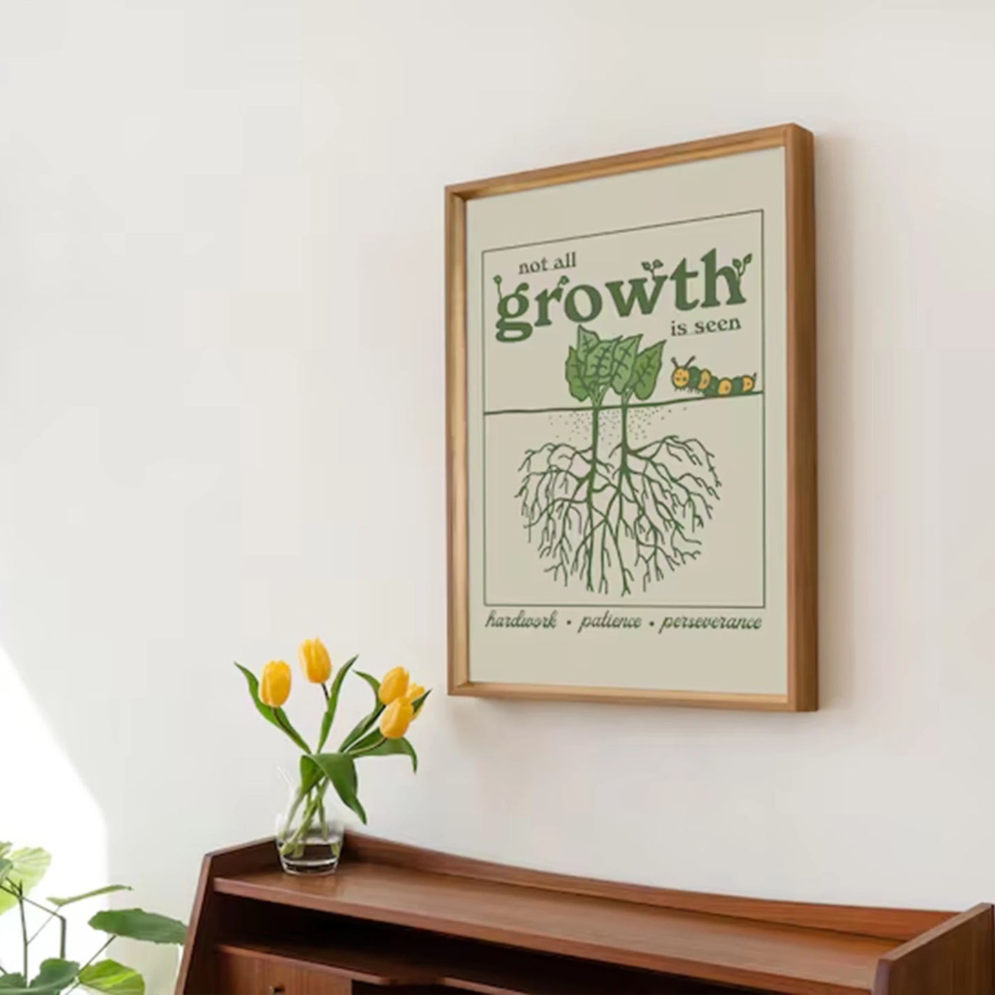 Retro Botanical Motivational Quote Canvas Wall Art Print