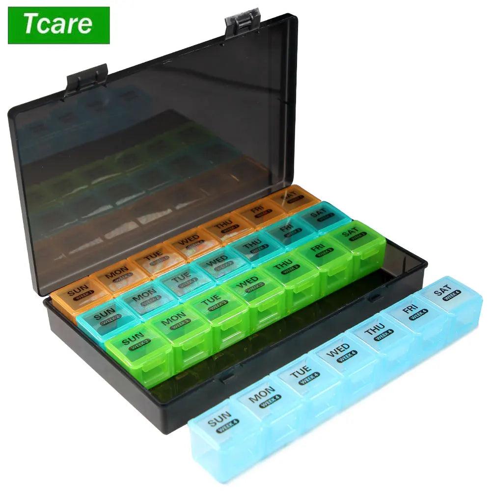 Monthly Pill Organizer, 28 Day Pill Box, 4 Weeks One Month Pill Cases, Large Compartments Medicine Organizer Vitamins, Fish Oils Peaceful Pleasures Health and Wellness