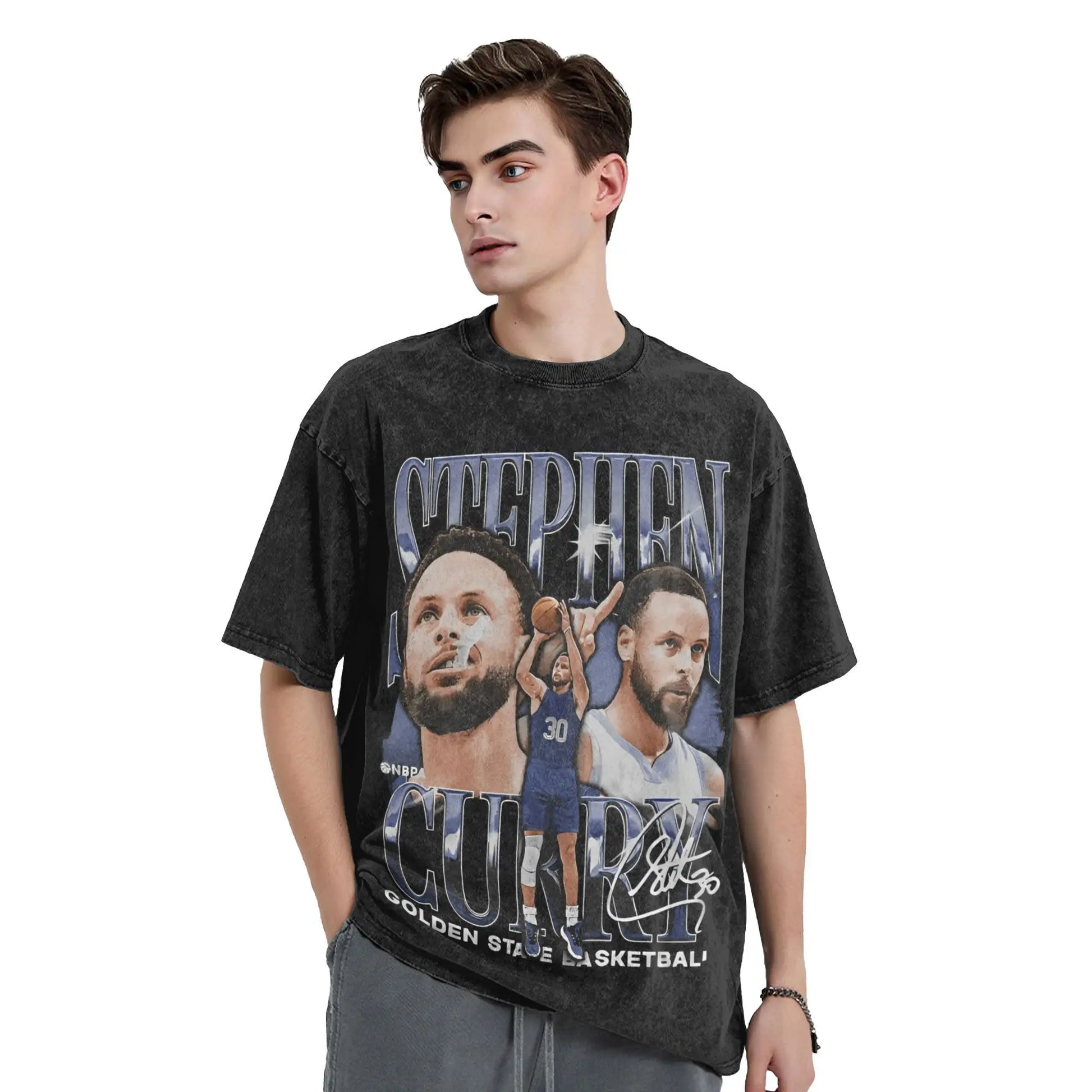 Men Women's T Shirt Stephen Curry Washed T-Shirts Harajuku Basketball Star Summer Tees Y2K Retro Printed Casual Tops Gift Idea Peaceful Pleasures Health and Wellness
