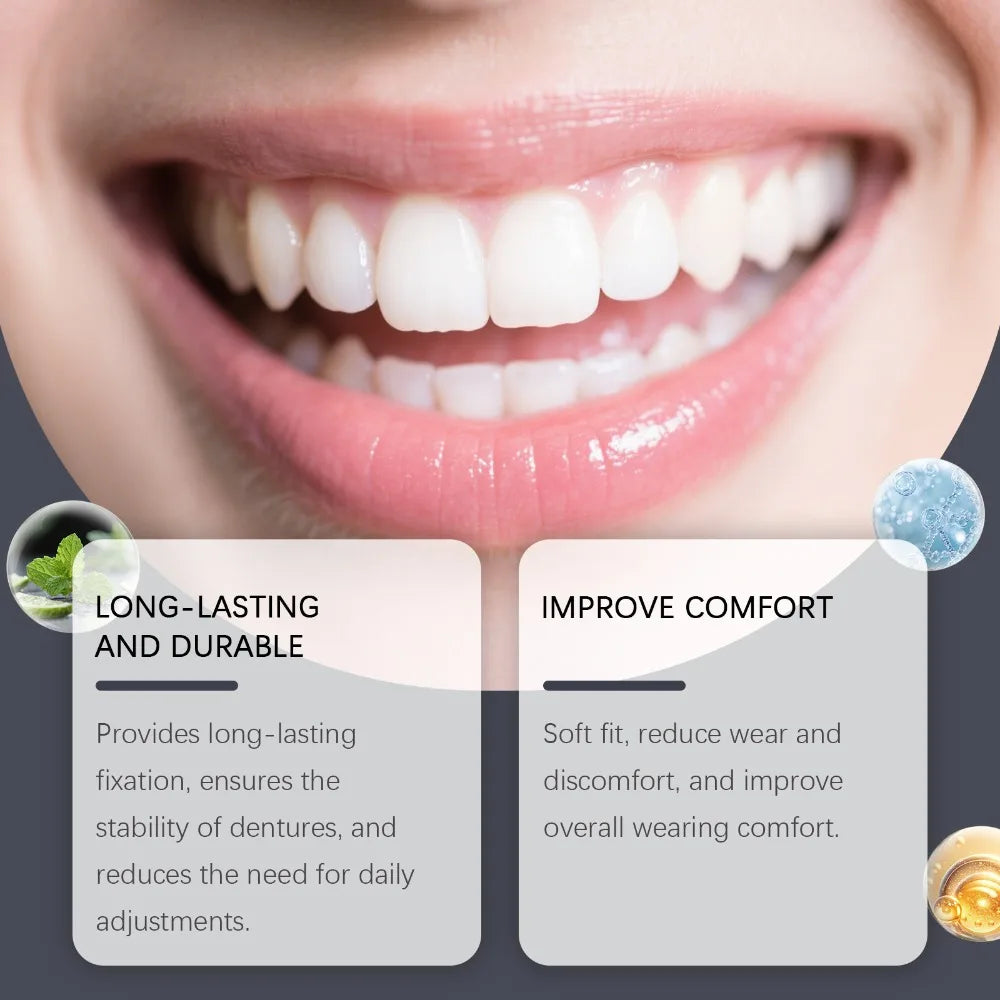 Comfort Denture Adhesives Glue Teeth Care Thermoplastic Denture Silicone Reline Kit Adhesive Cushion Friction Fixed Dentures. Peaceful Pleasures Health and Wellness