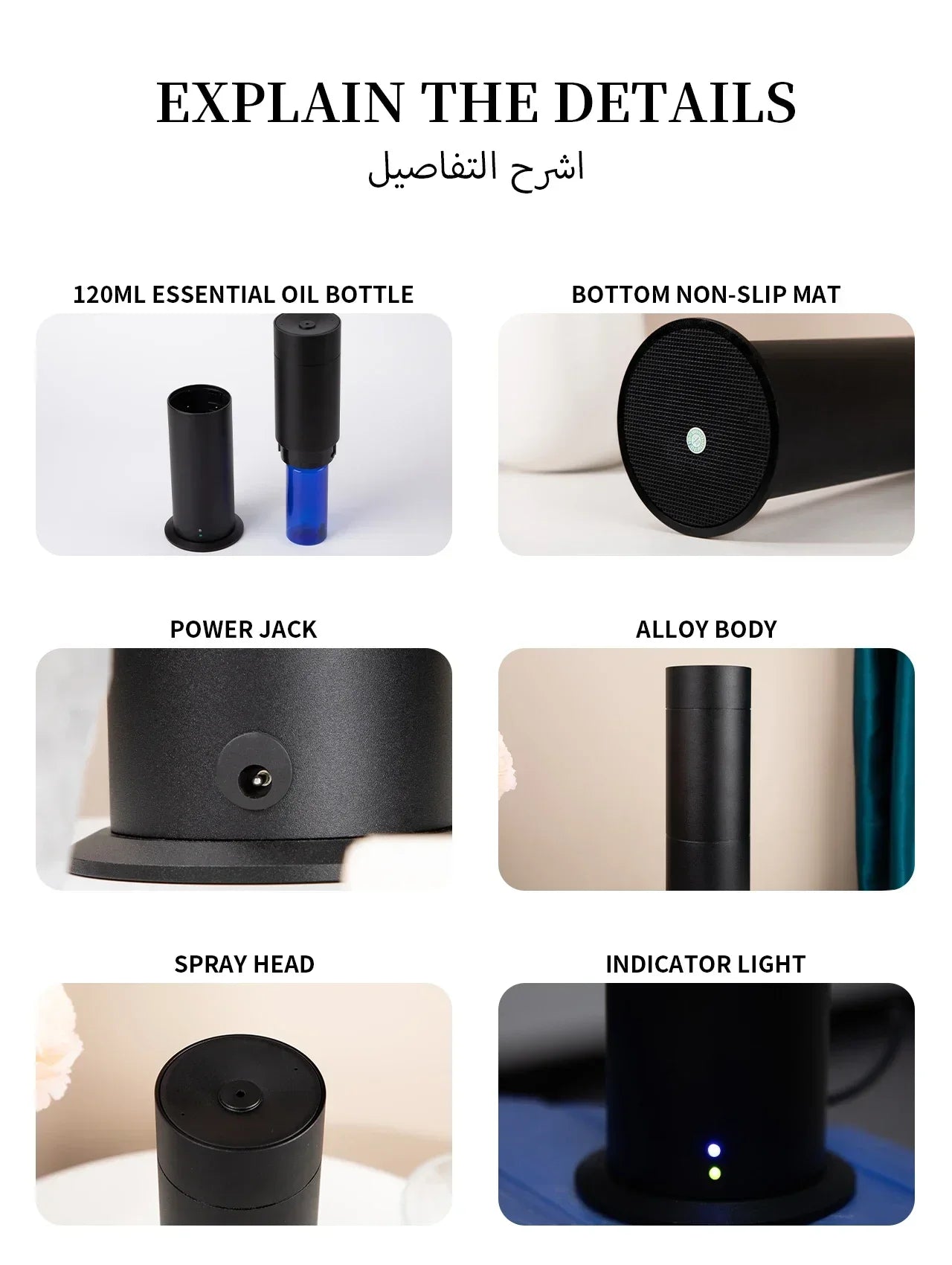NAMSTE Metal Luxury Essential Oil Diffuser – 200m³ Aroma Oasis Peaceful Pleasures Health and Wellness